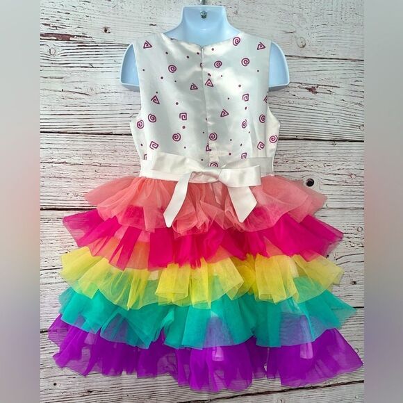 Sunny Fashion Birthday Girl Colorful Ruffled Dress - Picture 3 of 5